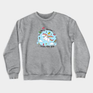 Merry Christmas Happy New Year Unicorn Crewneck Sweatshirt